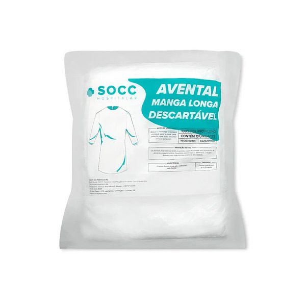 AVENTAL DESC.BRANCO MANGA LONGA LAGROTA C/10