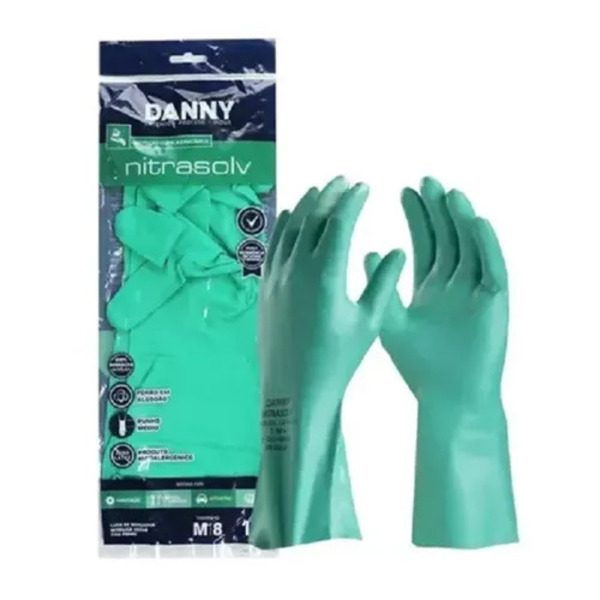 LUVA NITRILICA COM FORRO VERDE P LONGA DANNY NITRASOL
