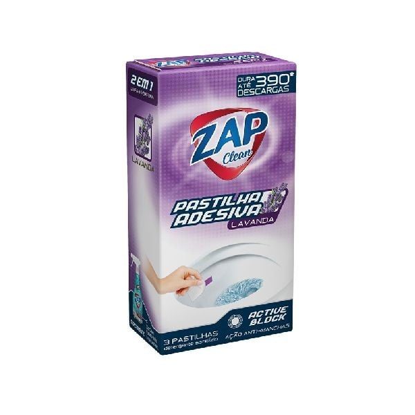 PASTILHA ADESIVA ZAP CLEAN LAVANDA C/3