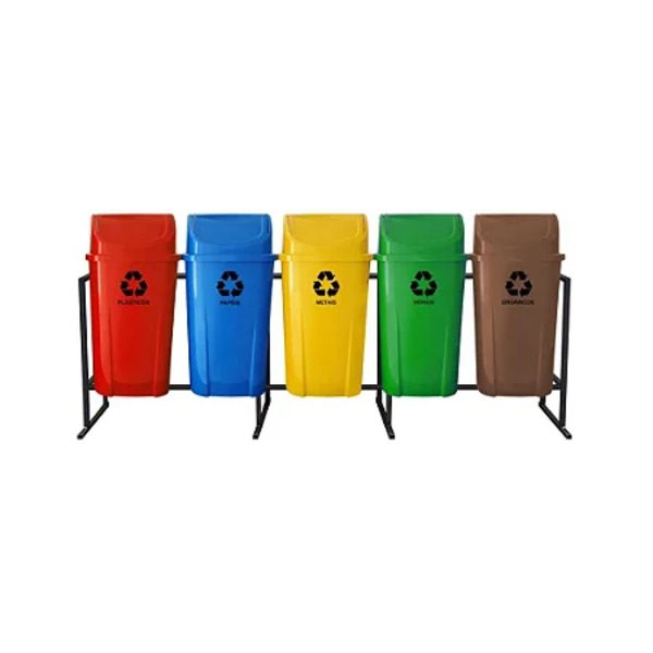 CONJUNTO COLETOR SELETIVO C/5 DE 60LTS LAR PLASTICOS