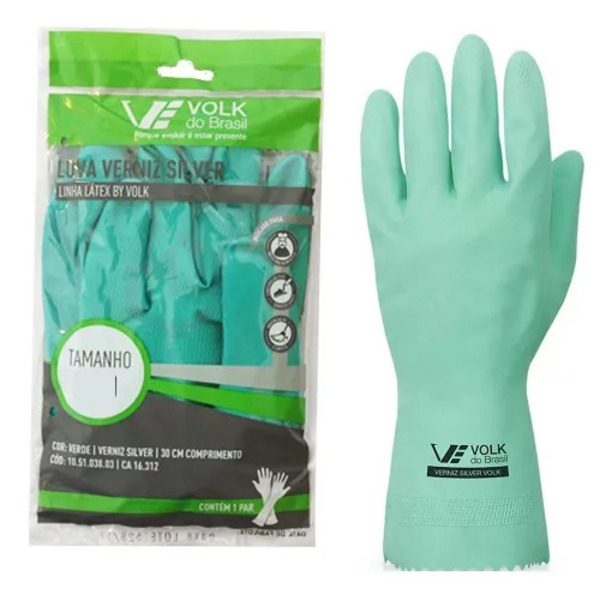 LUVA LATEX VOLK VERDE EXG VERNIZ SILVER