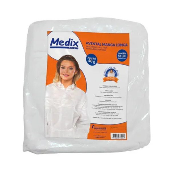AVENTAL DESC.BRANCO MANGA LONGA LAGROTA C/10 GR 40