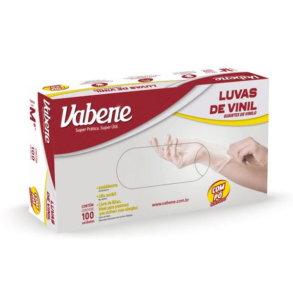 LUVA PROCEDIMENTO VINIL C/PO VABENE C/100 MEDIA