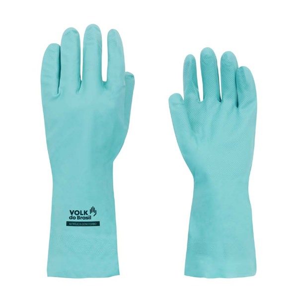 LUVA LATEX NITRILICO VOLK VERDE MEDIA C/FORRO