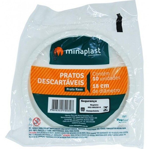 PRATO DESC. MINAPLAST C/10 18CM