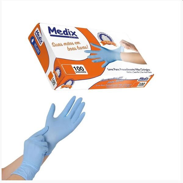LUVA NITRILICA AZUL MEDIX VERITTA GRANDE C/100