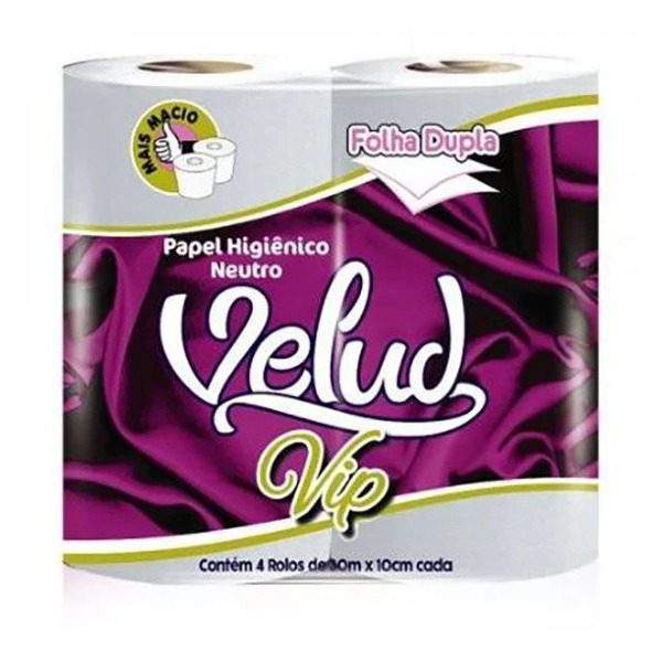 PAPEL HIGIENICO FOLHA DUPLA VELUD VIP 4X30 MT