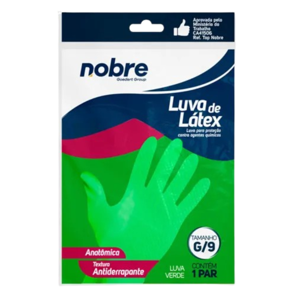 LUVA LATEX VERDE NOBRE G/9 ANTIDERRAPANTE
