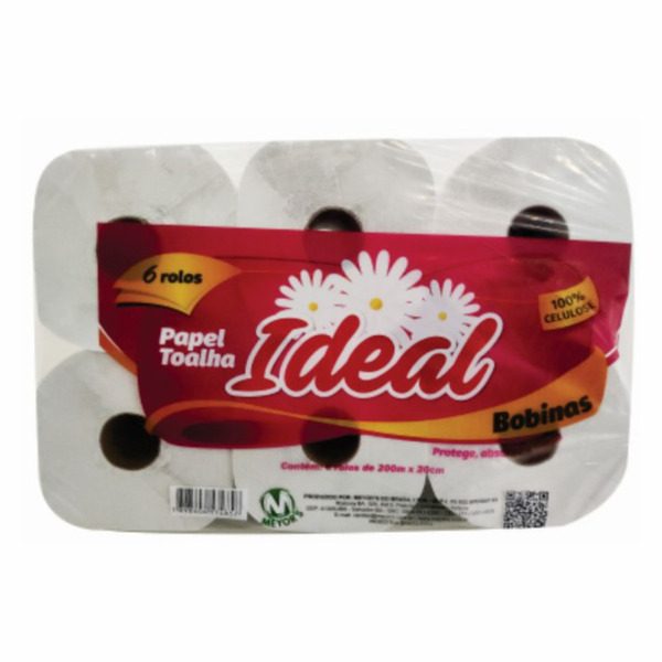 PAPEL TOALHA BOBINA MULTIUSO IDEAL 100% 6X200MT