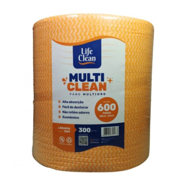 PANO MULTI LIFE CLEAN LARANJA 28X30 600 PANOS