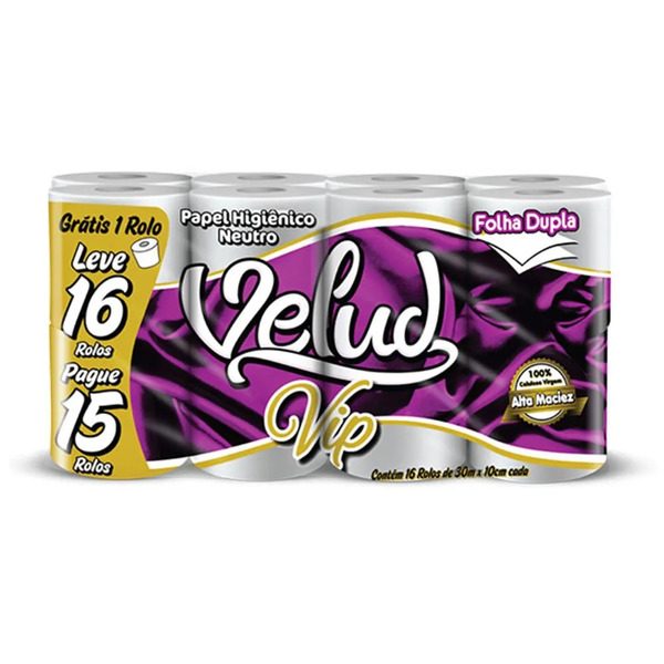 PAPEL HIGIENICO FOLHA DUPLA VELUD PC/ 16X30 MT