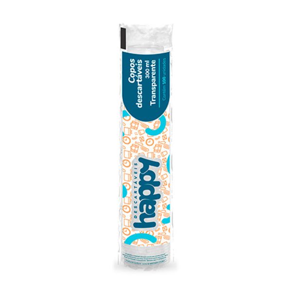COPO DESC. NORMATIZADO HAPPY 300ML TRANSPARENTE