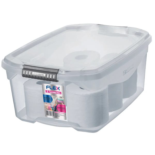 ORGANIZADOR CAIXA COM TAMPA 20 L SANREMO CINZA