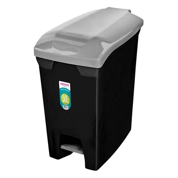 LIXEIRA DE PEDAL PRETA 50 LTS SANREMO