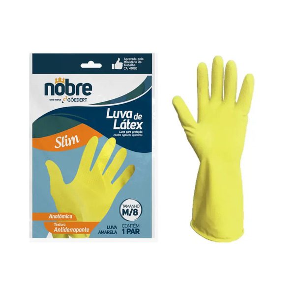 LUVA LATEX NOBRE AMARELA MEDIA SILVER