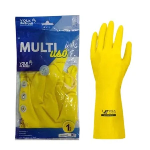 LUVA LATEX VOLK AMARELA GRANDE VERNIZ SILVER