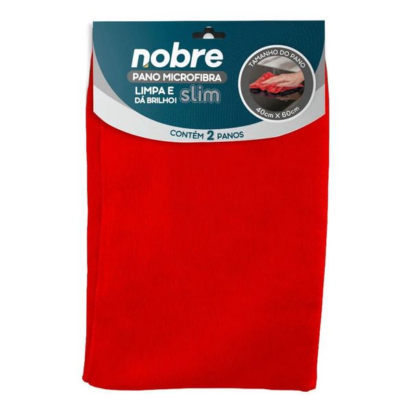 PANO DE MICROFIBRA 40X60 PCT COM 2 UND VERMELHO SLIM
